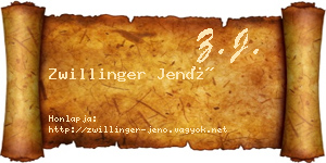 Zwillinger Jenő névjegykártya